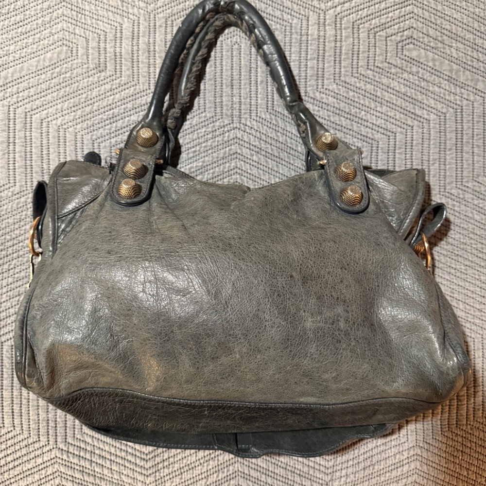 Balenciaga city Bag Large Dark Gray Leather Satchel with giant 21 Gold Hardware - Picture 3 of 13